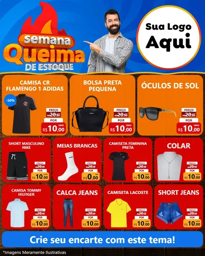 Modelo de Rede Social para Feed Instagram com o tema Semana Queima de Estoque para Roupas e acessórios