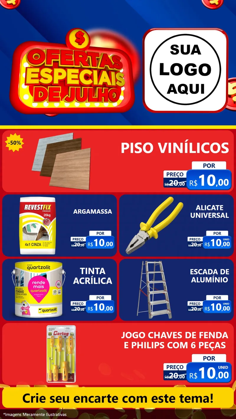Modelo de TV para TV Vertical com o tema Ofertas Especiais de Julho para Material para Construção