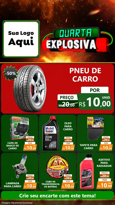Modelo de Rede Social para Stories com o tema Quarta Explosiva para Auto peças