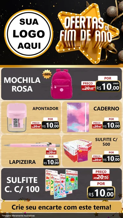 Modelo de TV para TV Vertical com o tema Ofertas de Fim de Ano para Papelaria