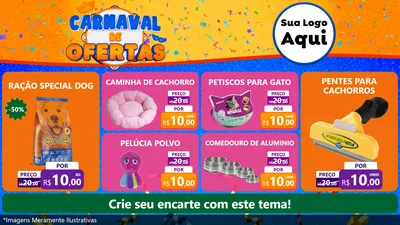 Modelo de TV para TV Horizontal com o tema Carnaval de Ofertas para Pet Shop