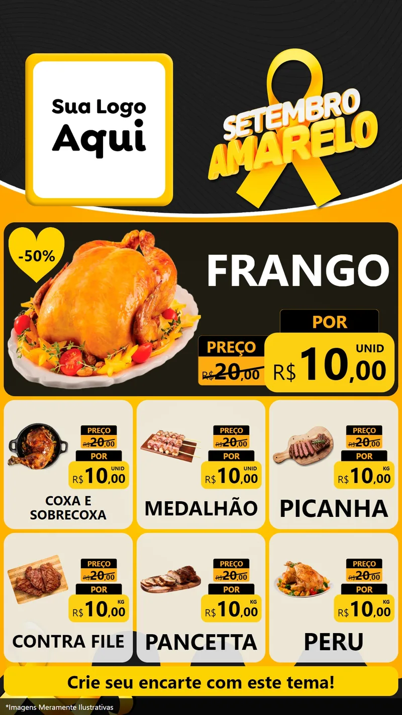 Modelo de Rede Social para Stories com o tema Setembro Amarelo para Assados