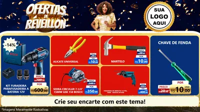 Modelo de TV para TV Horizontal com o tema Ofertas de Réveillon para Maquinas e Ferramentas