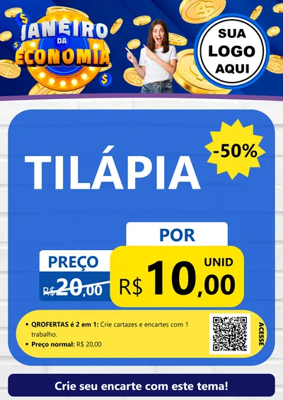 Modelo de Cartaz para Cartaz A4 Vertical com o tema Janeiro da Economia para Peixaria