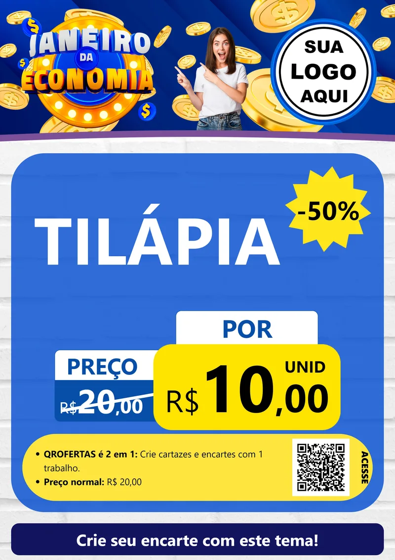Modelo de Cartaz para Cartaz A4 Vertical com o tema Janeiro da Economia para Peixaria