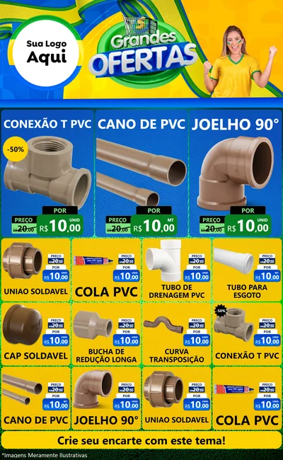 Modelo de Encarte para Encarte Grande com o tema Grandes Ofertas para Tubos e conexões