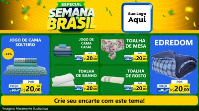 Modelo de TV para TV Horizontal com o tema Especial Semana do Brasil para Cama, Mesa e Banho