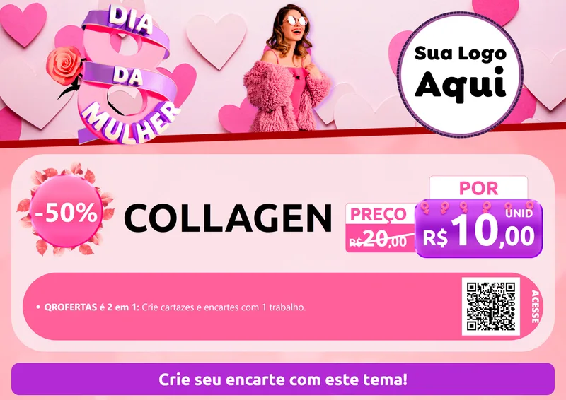 Modelo de Cartaz para Cartaz A4 Horizontal com o tema Dia da Mulher para Suplementos alimentares