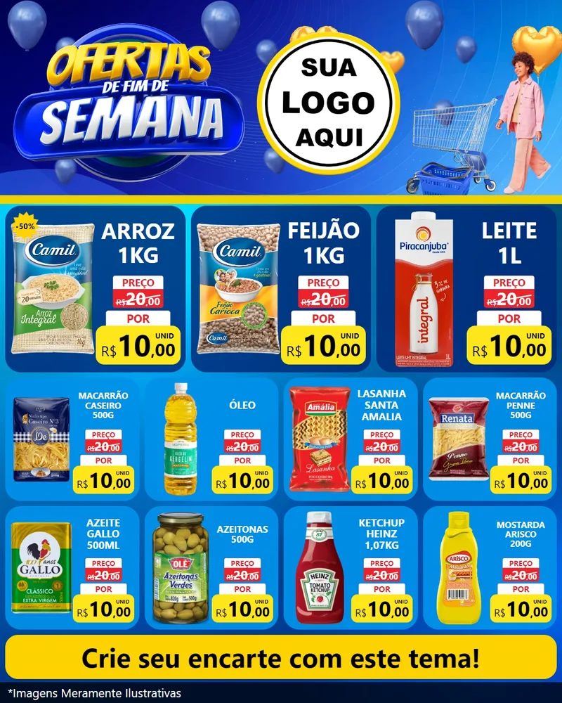 Modelo de Rede Social para Feed Instagram com o tema Ofertas de Fim de Semana para Supermercado