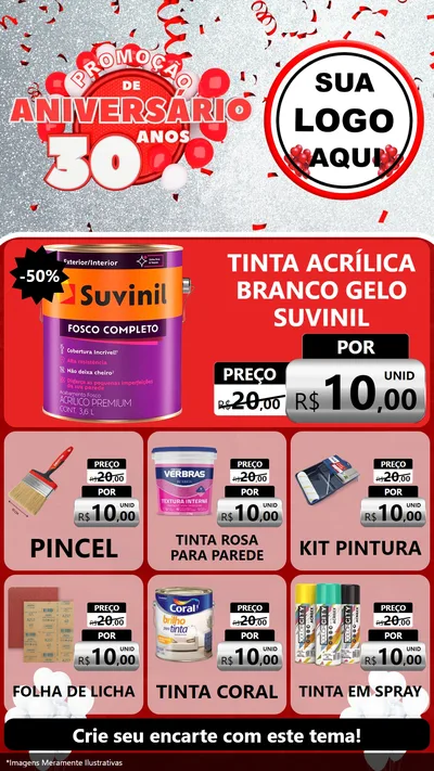 Modelo de Rede Social para Stories com o tema Promoção de Aniversário - 30 Anos para Tintas e Ferramentas