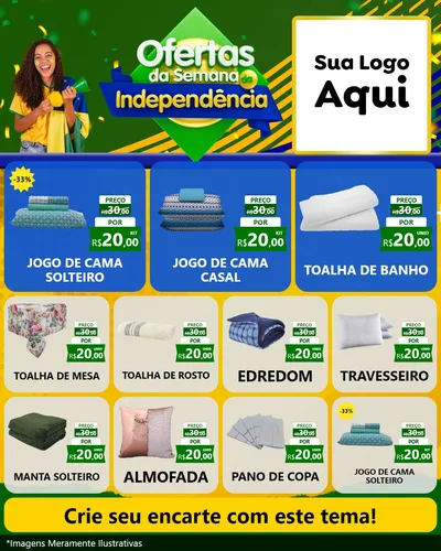 Modelo de Rede Social para Feed Instagram com o tema Ofertas da Semana da Independência para Cama, Mesa e Banho
