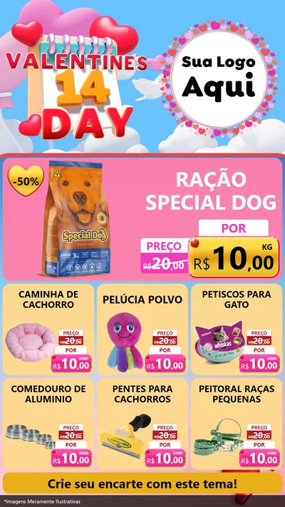 Modelo de Rede Social para Stories com o tema Valentine's Day para Pet Shop