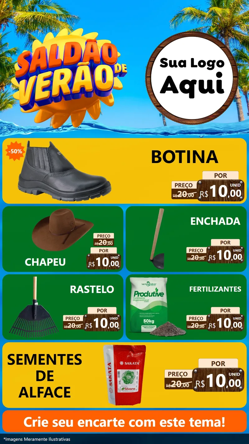 Modelo de TV para TV Vertical com o tema Saldão de Verão para Agropecuária