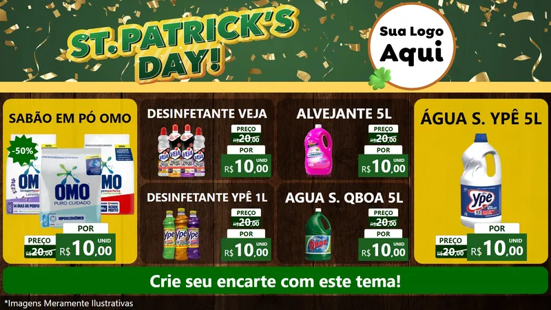 Modelo de TV para TV Horizontal com o tema St Patriks Day para Produtos de Limpeza