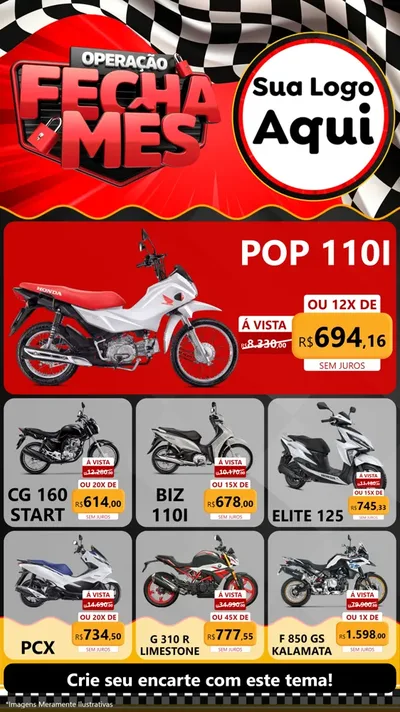 Modelo de Rede Social para Stories com o tema Operação Fecha Mês - Auto Moto para Concessionaria de Motos