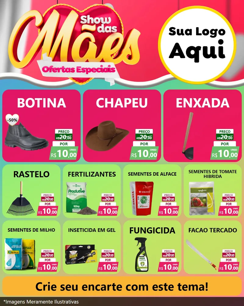 Modelo de Rede Social para Feed Instagram com o tema Show das Mães - Ofertas Especiais para Agropecuária