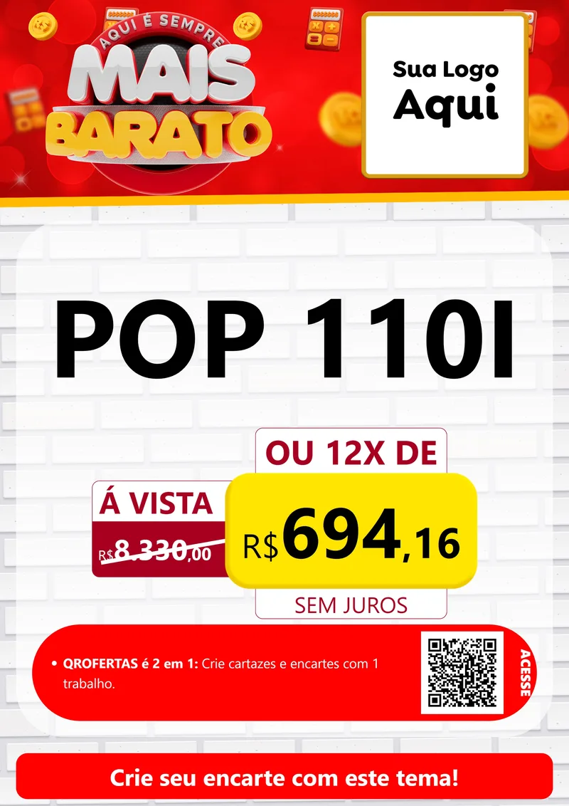 Modelo de Cartaz para Cartaz A4 Vertical com o tema Mais Barato para Concessionaria de Motos