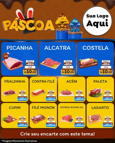Modelo de Rede Social para Feed Instagram com o tema Páscoa para Açougue