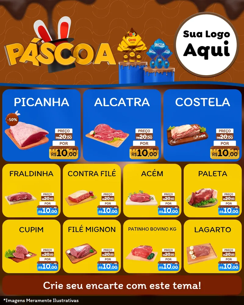 Modelo de Rede Social para Feed Instagram com o tema Páscoa para Açougue