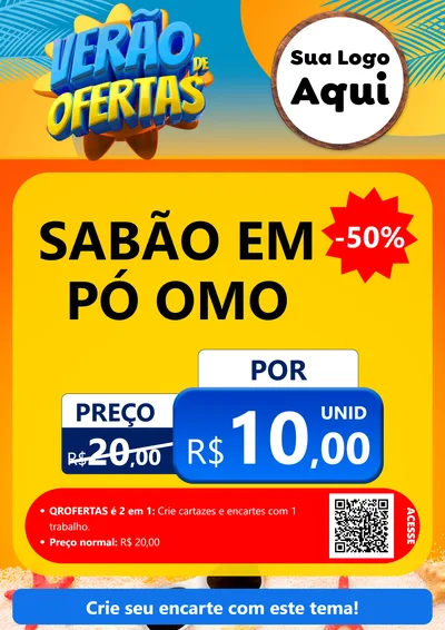 Modelo de Cartaz para Cartaz A4 Vertical com o tema Verão de Ofertas para Produtos de Limpeza