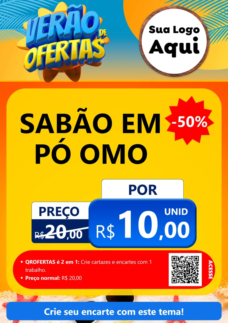 Modelo de Cartaz para Cartaz A4 Vertical com o tema Verão de Ofertas para Produtos de Limpeza
