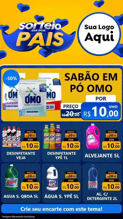Modelo de Rede Social para Stories com o tema Sorteio Dia dos Pais para Produtos de Limpeza