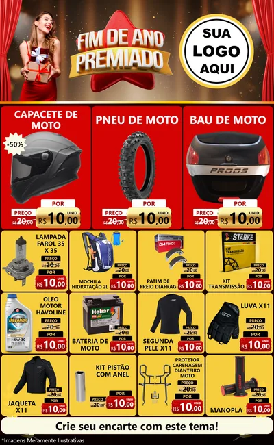 Modelo de Encarte para Encarte Grande com o tema Fim de Ano Premiado para Moto peças