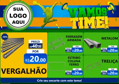 Modelo de Encarte para Encarte A4 Horizontal com o tema Vamos Time! para Ferragens