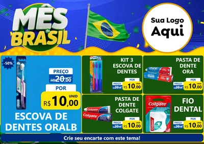Modelo de Encarte para Encarte A4 Horizontal com o tema Mês do Brasil para Higiene Pessoal
