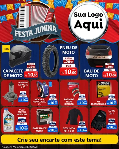 Modelo de Rede Social para Feed Instagram com o tema Festa Junina para Moto peças