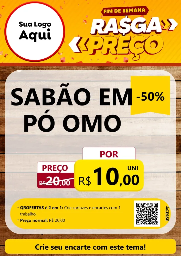 Modelo de Cartaz para Cartaz A4 Vertical com o tema Fim de Semana Rasga Preços para Produtos de Limpeza