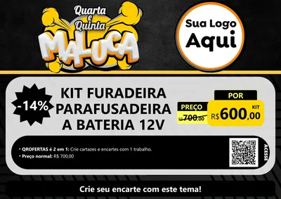 Modelo de Cartaz para Cartaz A4 Horizontal com o tema Quarta e Quinta Maluca para Maquinas e Ferramentas