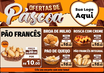 Modelo de Encarte para Encarte A4 Horizontal com o tema Ofertas de Páscoa para Padaria