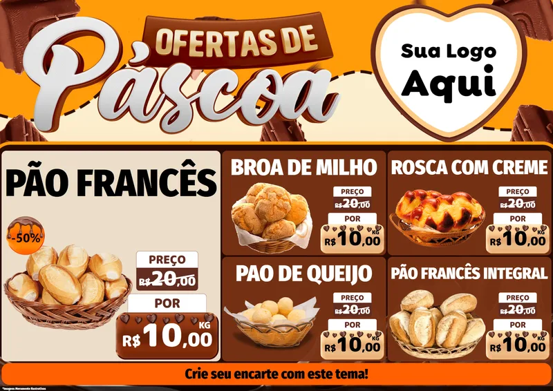 Modelo de Encarte para Encarte A4 Horizontal com o tema Ofertas de Páscoa para Padaria