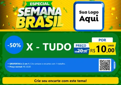 Modelo de Cartaz para Cartaz A4 Horizontal com o tema Especial Semana do Brasil para Hamburgueria