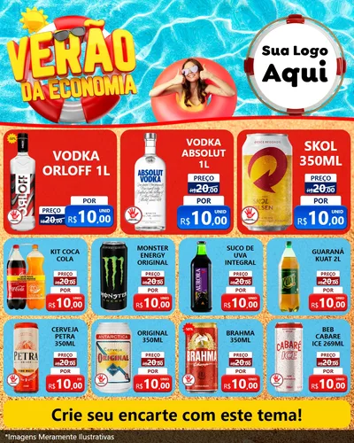 Modelo de Rede Social para Feed Instagram com o tema Verão da Economia para Distribuidora de bebidas