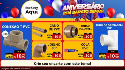 Modelo de TV para TV Horizontal com o tema Aniversário para Tubos e conexões