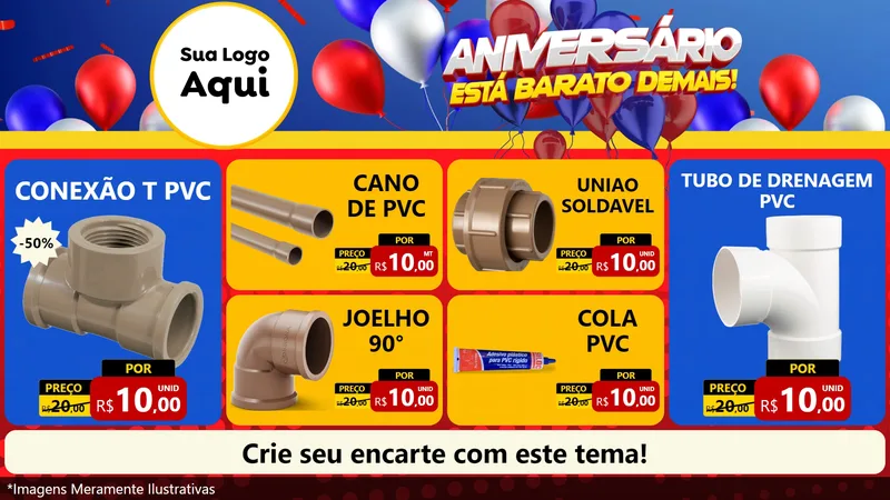 Modelo de TV para TV Horizontal com o tema Aniversário para Tubos e conexões