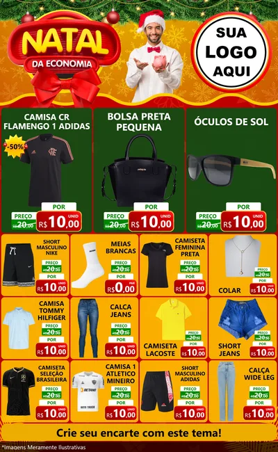 Modelo de Encarte para Encarte Grande com o tema Natal da Economia para Roupas e acessórios