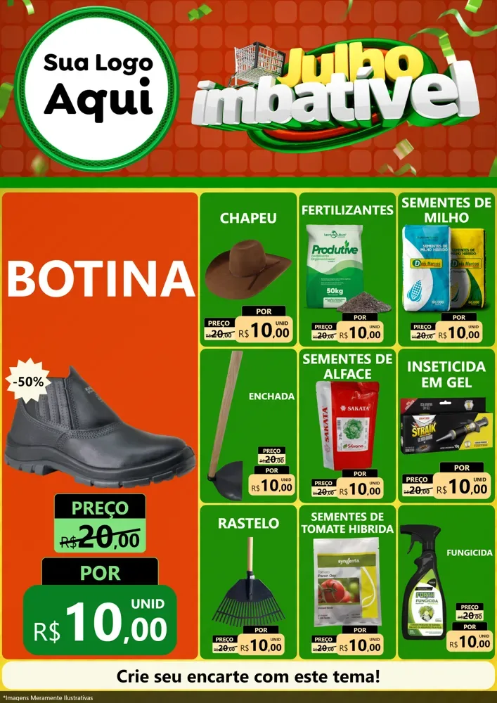 Modelo de Encarte para Encarte A4 Vertical com o tema Julho Imbatível para Agropecuária