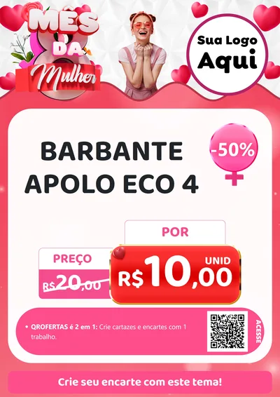 Modelo de Cartaz para Cartaz A4 Vertical com o tema Mês da Mulher para Armarinho e Aviamentos