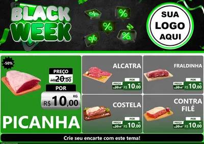 Modelo de Encarte para Encarte A4 Horizontal com o tema Black Week para Açougue