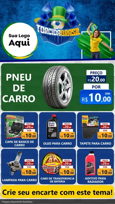 Modelo de Rede Social para Stories com o tema Torcida Brasil - Copa para Auto peças