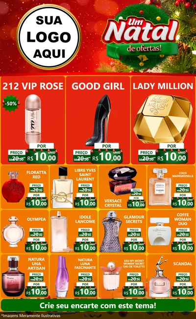 Modelo de Encarte para Encarte Grande com o tema Um Natal de Ofertas para Perfumes