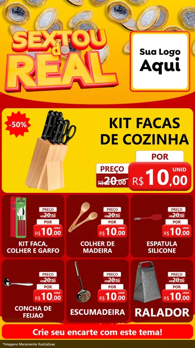 Modelo de Rede Social para Stories com o tema Sextou do Real para Utilidades Domésticas
