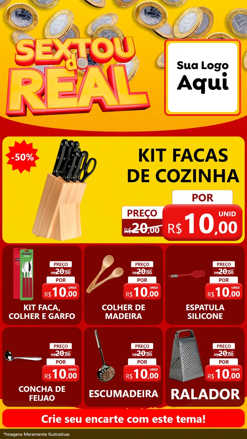Modelo de Rede Social para Stories com o tema Sextou do Real para Utilidades Domésticas