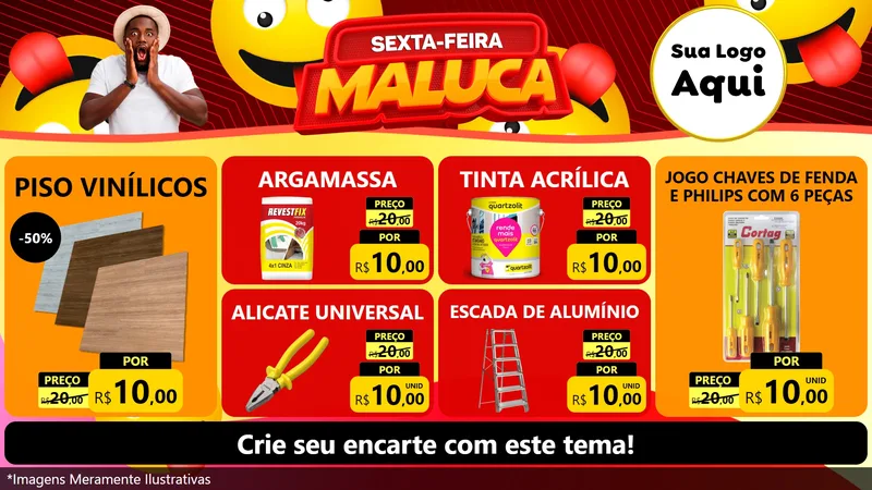 Modelo de TV para TV Horizontal com o tema Sexta-feira Maluca para Material para Construção