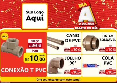 Modelo de Encarte para Encarte A4 Horizontal com o tema Dia A o Dia Mais Barato do Mês para Tubos e conexões