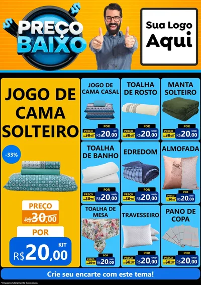 Modelo de Encarte para Encarte A4 Vertical com o tema Preço Baixo para Cama, Mesa e Banho