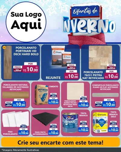 Modelo de Rede Social para Feed Instagram com o tema Ofertas de Inverno para Pisos e revestimentos